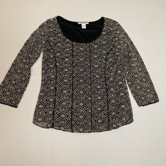 Dress Barn Tops - Dress Barn Floral Black Top Small